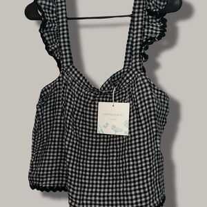 Cynthia Rowley Gingham Black and White Tank Top